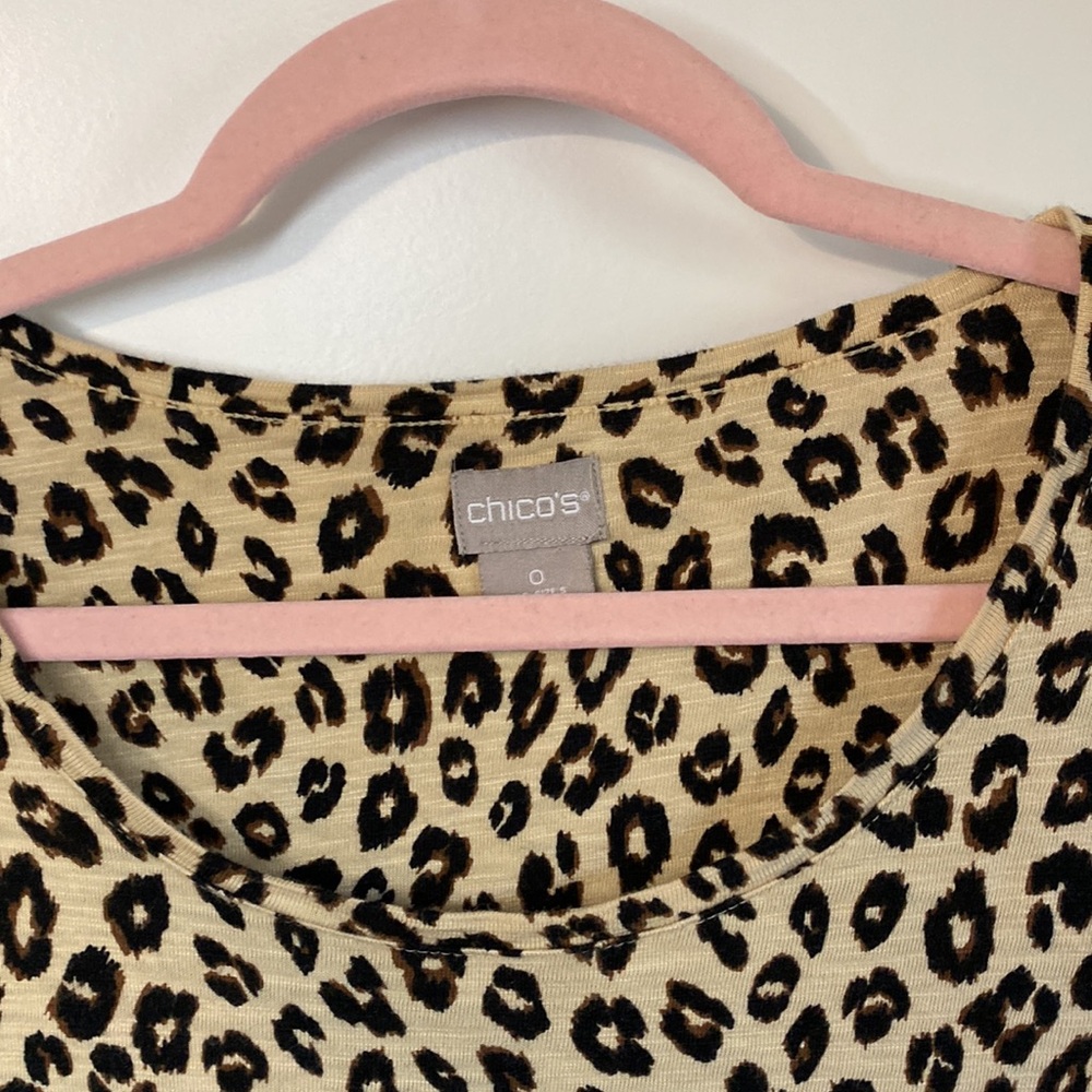 2/$18 Chico’s leopard print top with adjustable sleeves - Picture 2 of 4